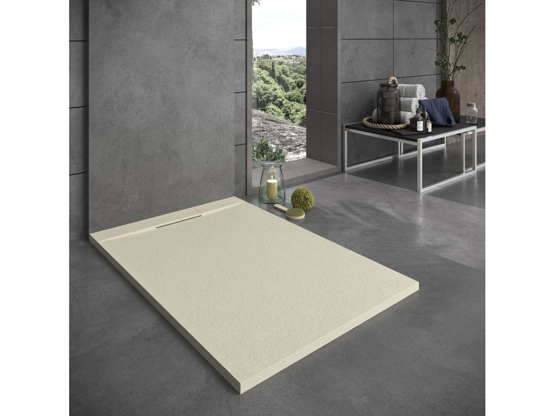 Base de Duche em Resina Vortex Bege 100x80 Cm RC