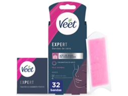 Bandas Depilatórias Cera Fria Expert Facial Pele Normal VEET emb. 32 un