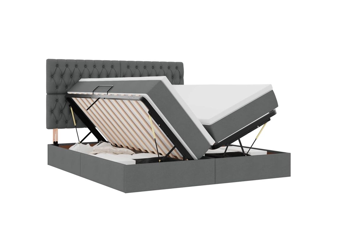 SYFAX™ Cama de Armazenamento Led com Colchão Cinzento escuro