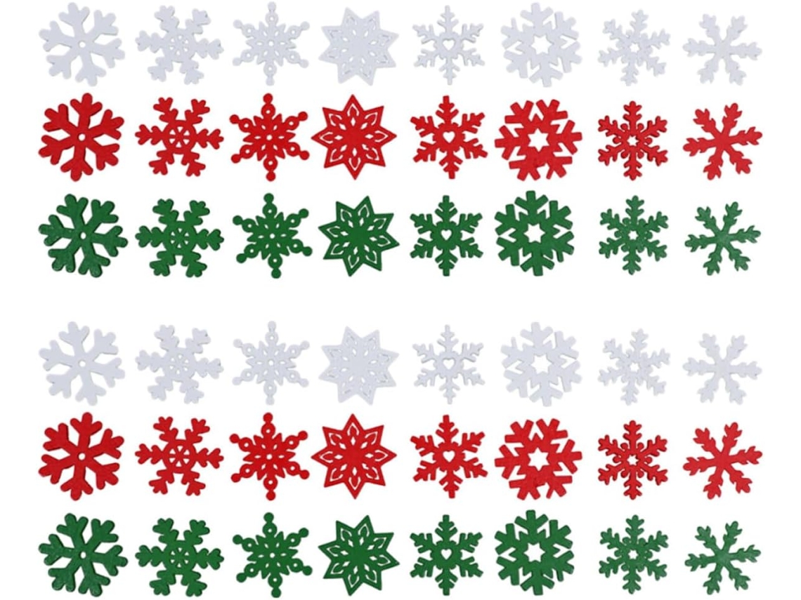 Conjunto De 50 Enfeites De Natal Em Forma De Floco De Neve De Madeira.