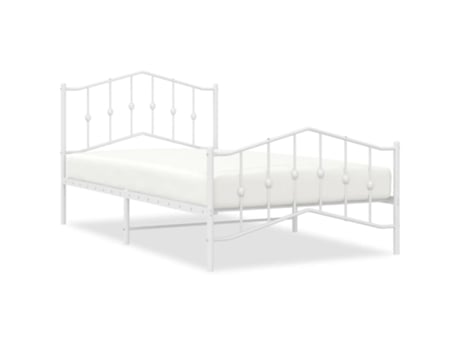 Estrutura de cama com cabeceira e pés VIDA XL metal branco (100x200 cm)