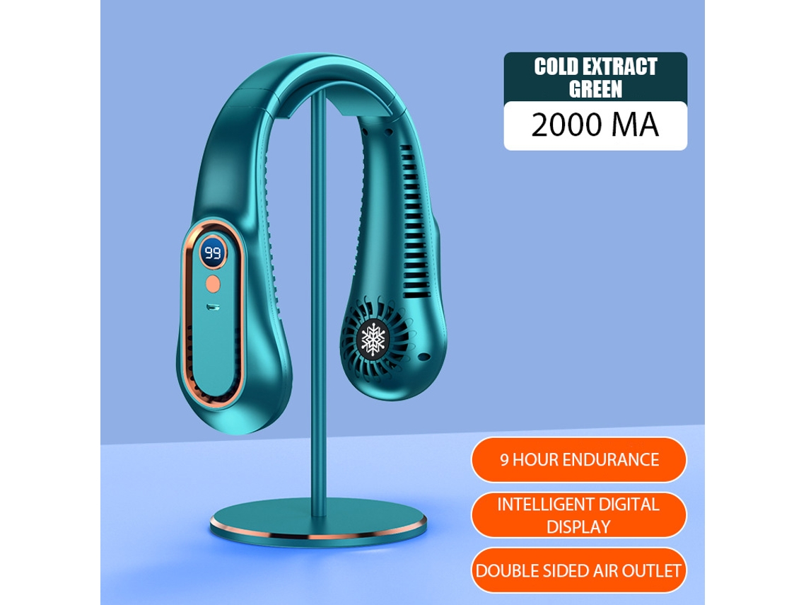 Ventilador de Pescoço MDUG, visor digital, sem hélices, portátil, recarregável USB