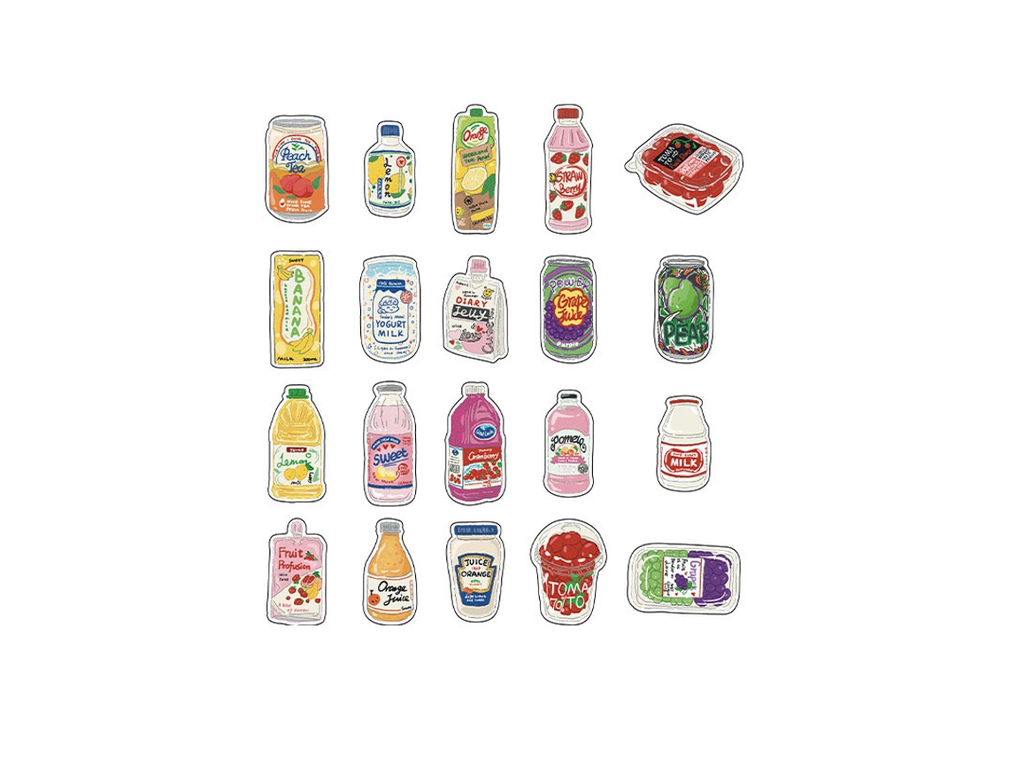 40 Adesivos de Comida Fofa para Scrapbook Planner Diário Mala Celular Laptop Diy Decoração com S/MARCA