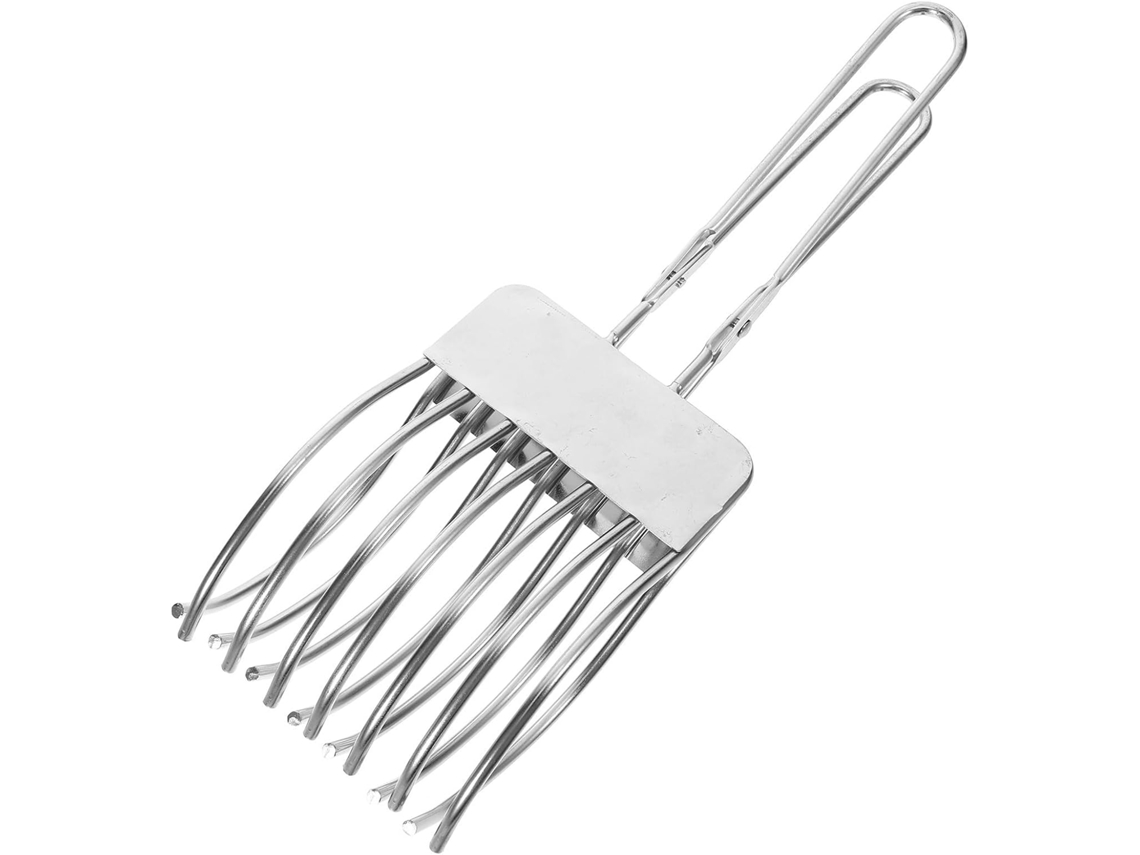 Pinça Redonda Operitacx Em Aço Inoxidável Prateado Para Churrasco, Utensílio Versátil Para Fatiar Carne E Grelhar