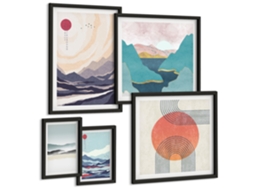 Conjunto De Pinturas Paisagens Abstratas De Montanha Espelharte (5 Peças)