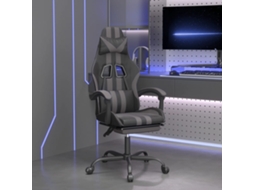 Vidaxl Cadeira Gaming C/ Apoio Pés Couro Artificial Preto E Cinza