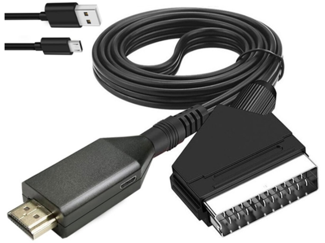 Adaptador SCART para HDMI – Conversor com cabo de alimentação – Full HD 1080p – Plug and Play