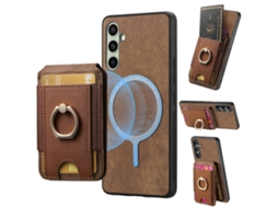 Capa De Couro Retrô Com Suporte Magnético E Divisória Para Samsung Galaxy A56 5g