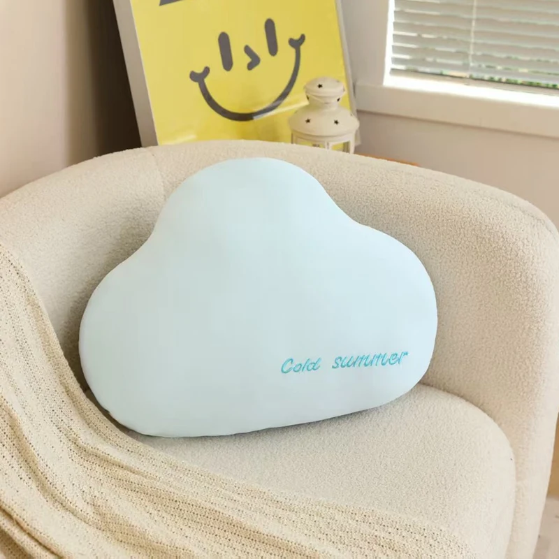 Almofada de Seda Gelo Nuvem para Adultos Almofada de Encosto para Sofá MDUG (azul 50cm)