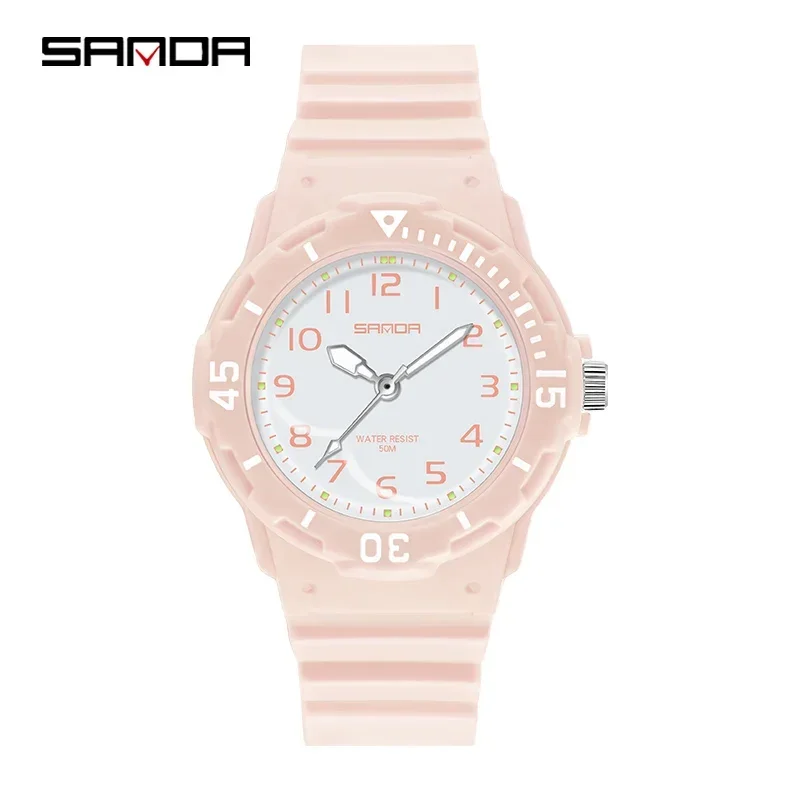 Relógio Feminino MDUG resistente à água até 50 metros, pulseira de Tpu, rosa