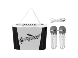 Ats máquina de Karaoke Infantil Inalámbrica Bluetooth Micrófono Mini Altavoz de Canto para Hogar Blanco Doble Mic
