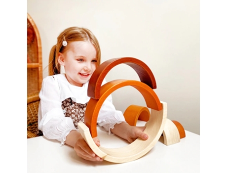 Brinquedo de Madeira BIGJIGS TOYSNatural Stacking Rainbow (Idade Mínima Recomendada: 1 ano)