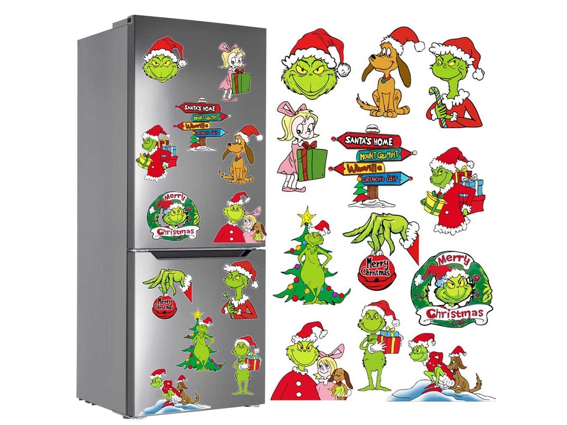 Ímãs De Geladeira De Papai Noel E Grinch De Natal, Decorações Magnéticas Para Festas, Adesivos Para Carros E Portas Aquaforge