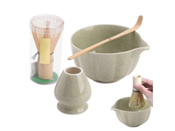 Conjunto De Chá Matcha Com Tigela Com Bico, Batedor E Colher Artesanais, Kit Tradicional Japonês Para Cerimônia.