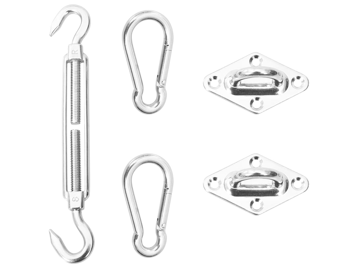 Vidaxl Kit De Montagem P/ Para-sol Estilo Vela 5 Pcs Aço Inoxidável