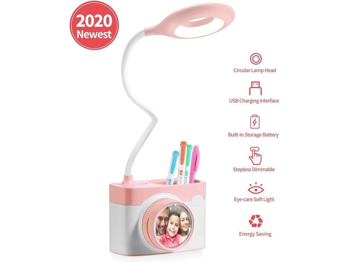 Lâmpada De Mesa Led Para Leitura Infantil, Brilho Ajustável Por Toque, Carregamento Usb