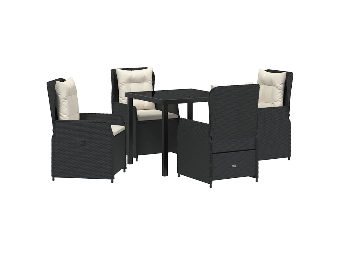 Maison Exclusive - Conjunto De Jantar Para Jardim 5 Pcs Preto Vime Pe