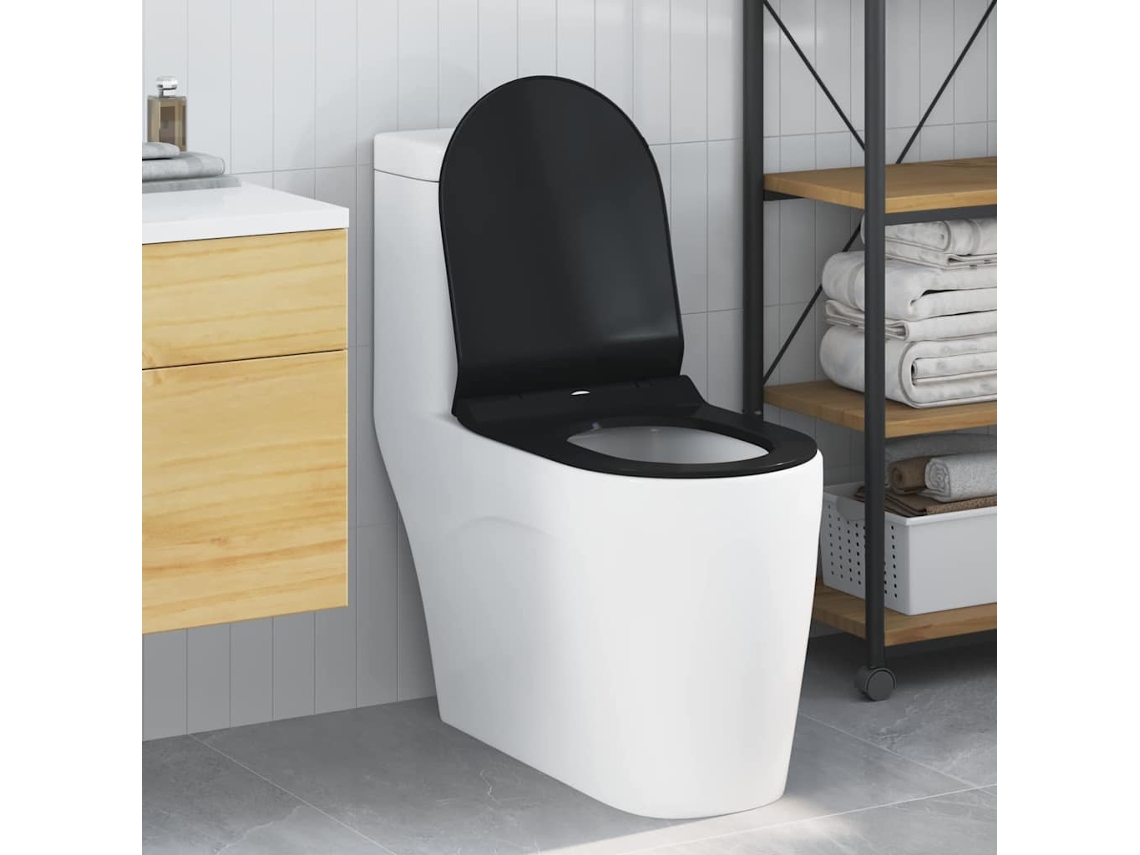 Vidaxl Assento De Vaso Sanitário Preto 50 X 36,5 X 5 Cm Polipropileno