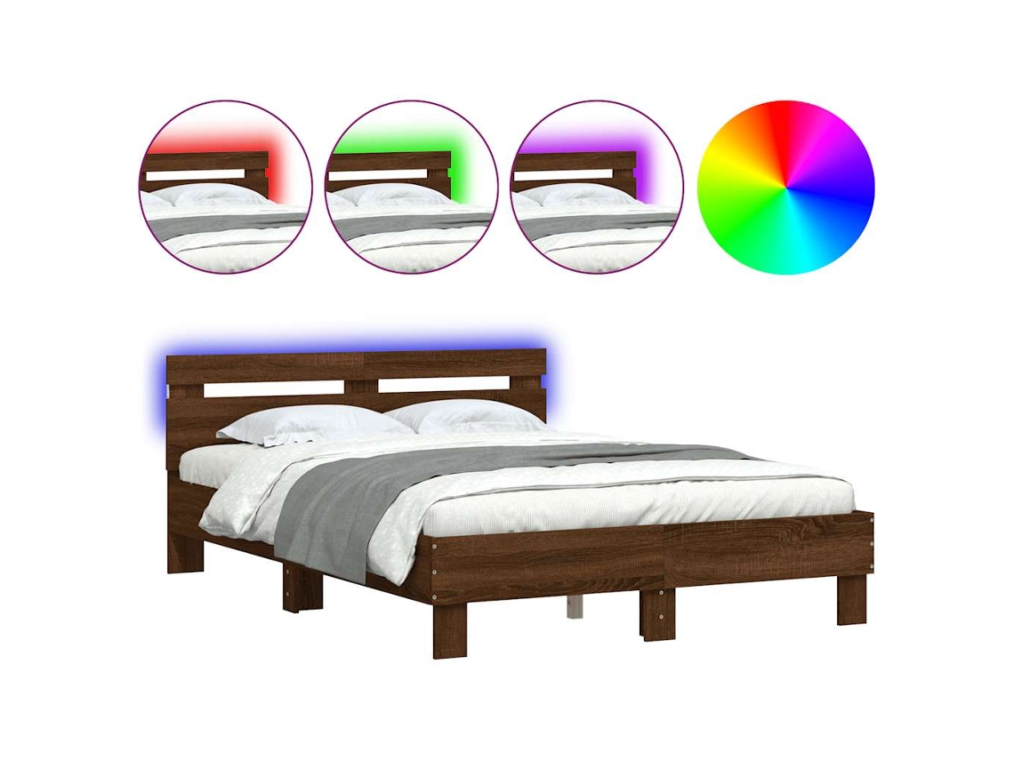 Bed Frame, Bed Frames Vidaxl Marrom Madeira Processada (120 X 190 Cm)
