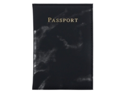 Conjunto De 2 Porta, Passaportes E Porta, Documentos Em Imitação De Couro Com Estampa Mármore Preto. Cor: Preto