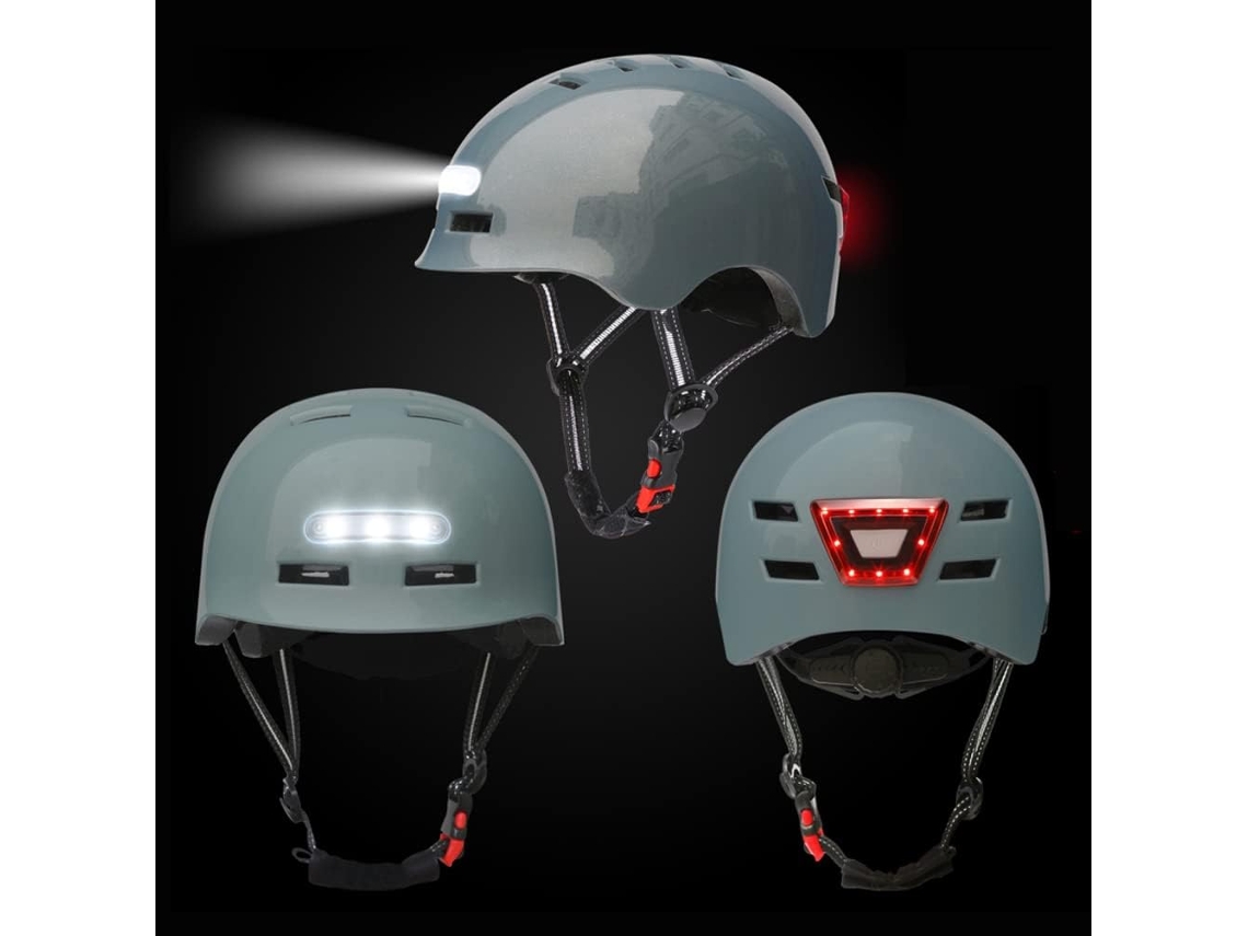 Capacete De Ciclismo Led, Capacete De Proteção Com Luz Recarregável Via Usb, Luzes Traseiras De Segu Gokoco