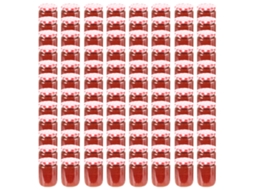 Vidaxl Frascos De Vidro Com Tampas Brancas E Vermelhas 96 Pcs 230 Ml