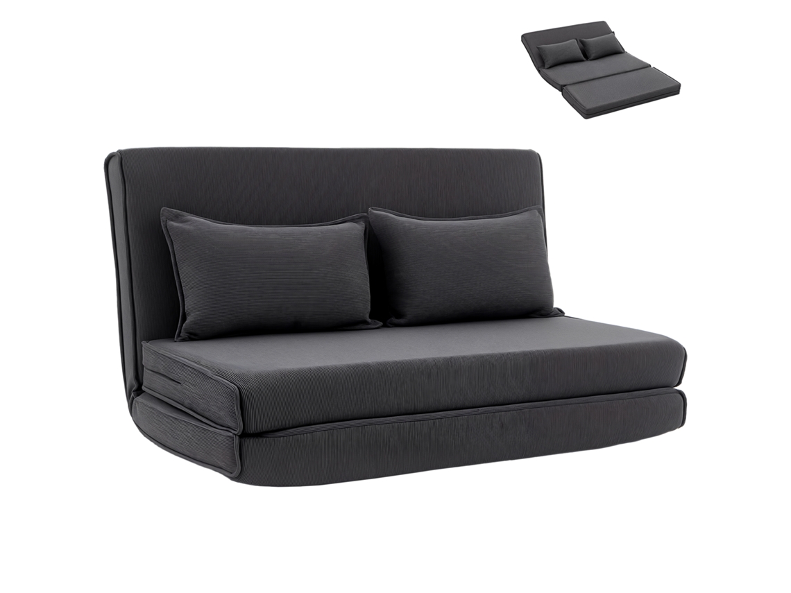 Poltrona‑chão Dobrável Cordurão Transformável Em Cama Hóspedes, Encosto Ajustável, Assento Amplo, Cinza Escuro