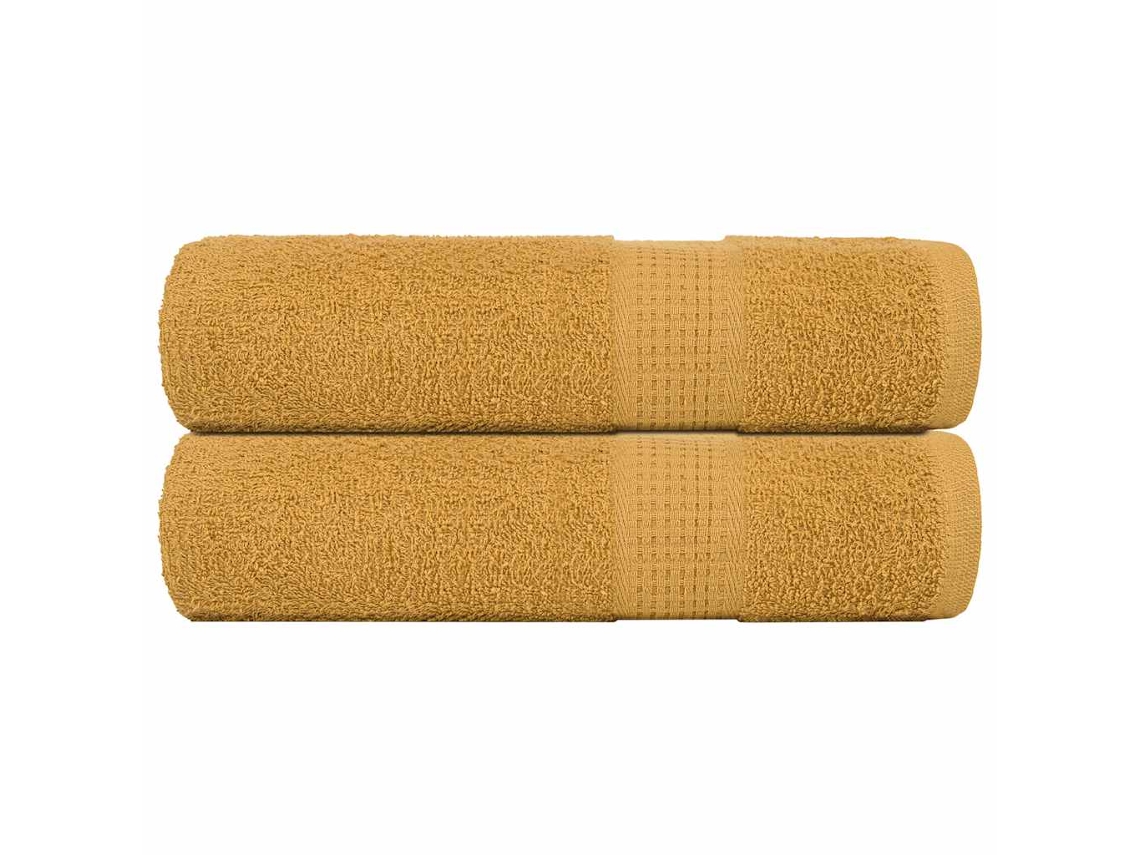 Vidaxl Toalhas De Banho Frogn 2pcs 70x140 Cm 360 G/m² Ouro