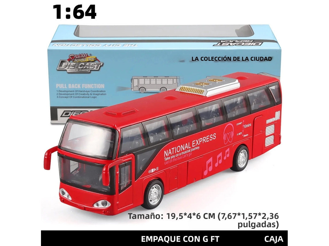 (vermelho) Modelo De Ônibus Infantil Em Liga Metálica Com Funções Interativas De Som E Luz.
