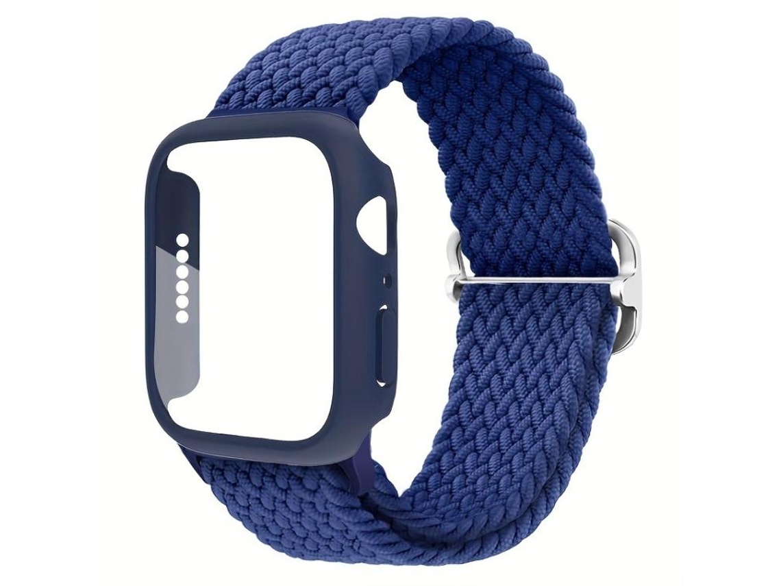 Pulseira de Nylon com Fivela de Escada e Capa Fosco Halinuia para Apple Watch Series 45 Mm , Azul Escuro
