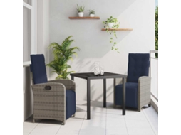 Vidaxl Conjunto de Jantar para Jardim 3 Pcs Cinzeto Vime Pe