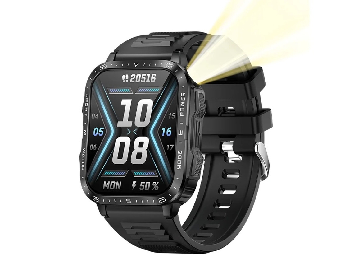 Smartwatch Kt79 Lanterna de Alto Brilho Bluetooth Chamadas Rastreador Fitness Relógio Esportivo À Prova Dágua Preto Bestvite