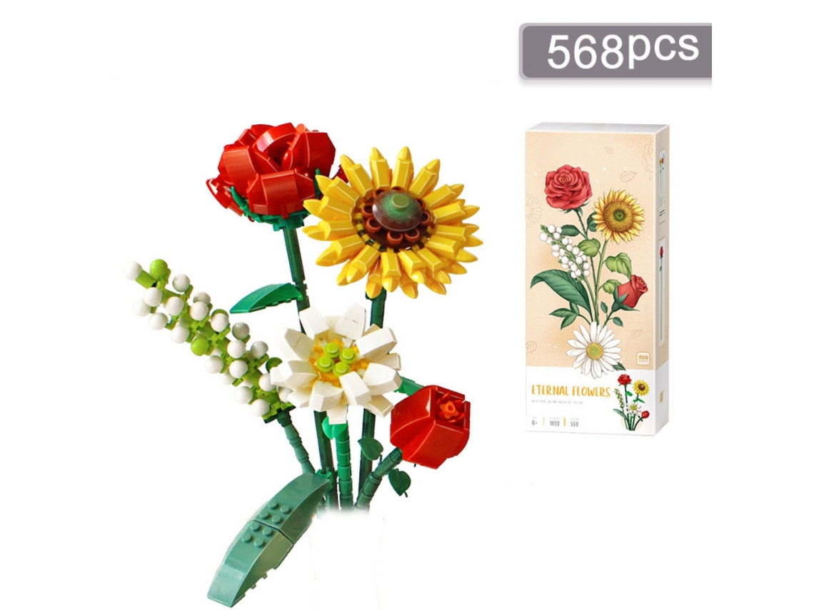 Kit De Blocos De Construção 3d Para Crianças Brinquedo Modelo Buquê De Flores Artificiales