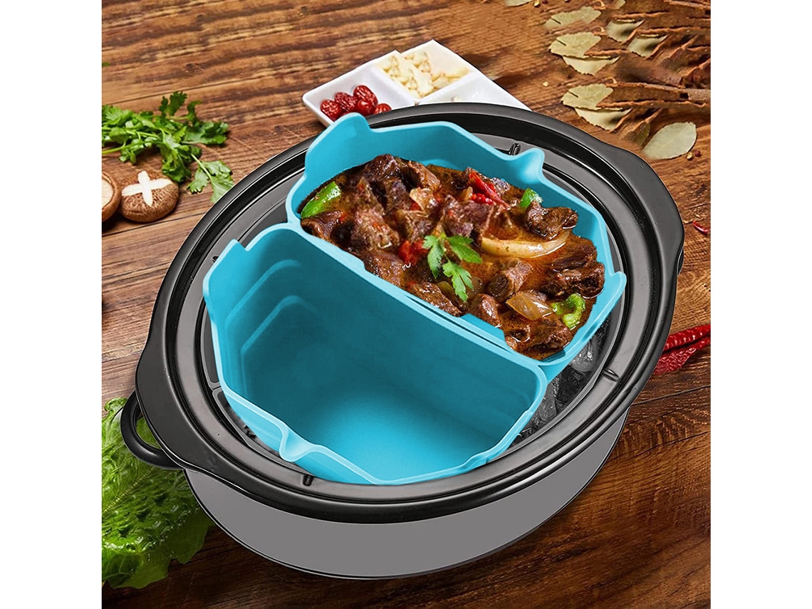 Forro De Silicone Para Panela Elétrica De Cozimento Lento E Divisor De Silicone Reutilizável Azul Zeuxo