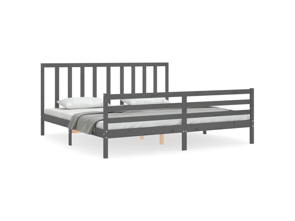 Bed Frame, Bed Frames Vidaxl Cinzeto Madeira De Pinho (200 X 200 Cm)
