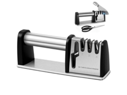 Afiador Facas 4 Em 1 - Utensílio Cozinha - Afiador Facas E Tesouras - Afiação Rápida - Aço Inoxidável - Prateado