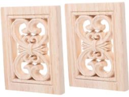 Conjunto De 2 Apliques Decorativos De Madeira Para Móveis, Quadrados, Entalhados.
