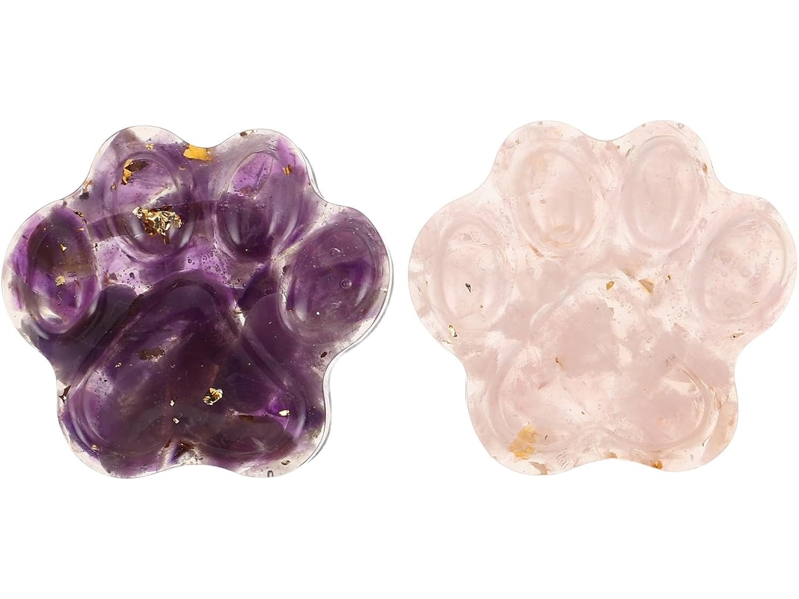 Conjunto 2 Enfeites Cristal Natural Escultura Decorativa Polida Pedras Decorativas Ametista Presente Amantes GOKOCO