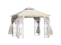 Gazebo 3x3m com Mosquiteiro (estrutura Aço, Toldo Duplo, Branco)