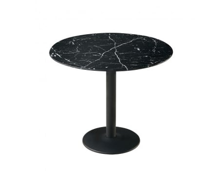 Mesa de Jantar Tasini Ã 90X75 Cm Preta Vidro e Metal 30 kg Resiliente CASA VITAL