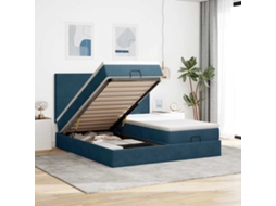 Vidaxl Estrutura De Cama Otomana Com Colchão Azul Escuro Veludo