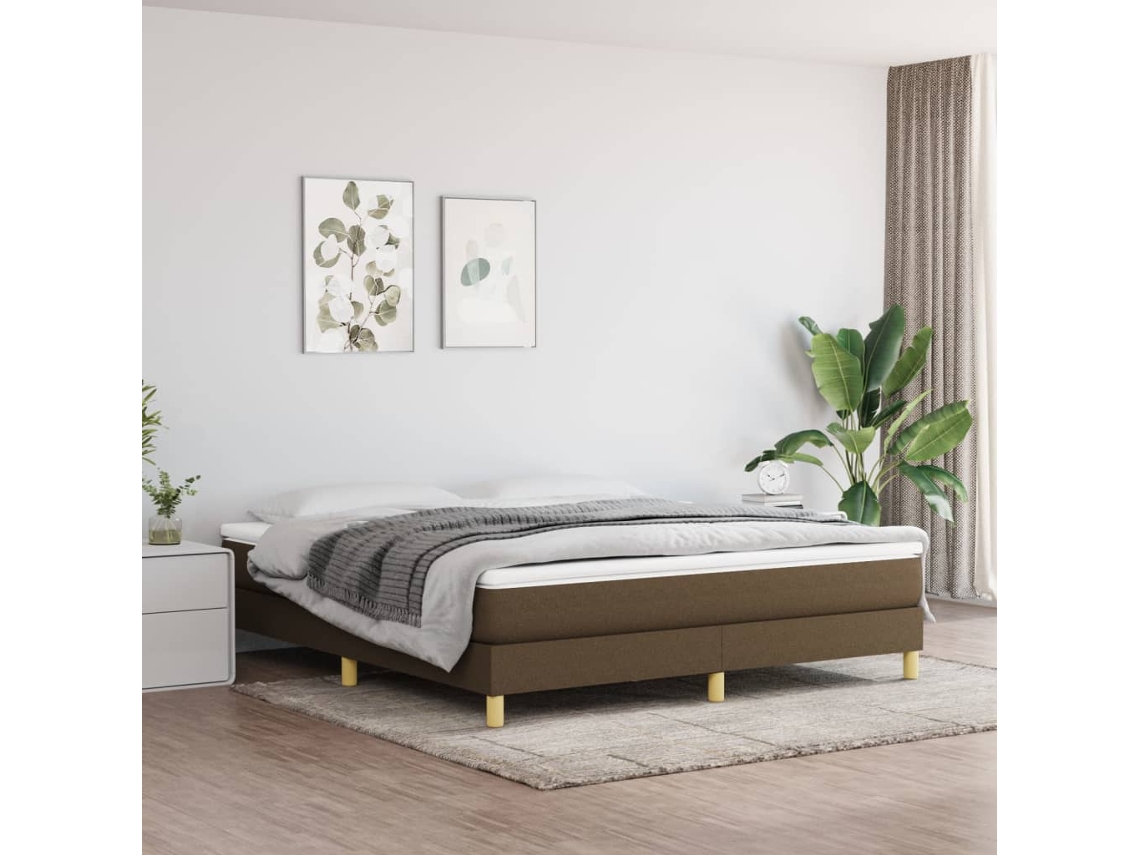 Vidaxl Estrutura De Cama Com Molas 180x200 Cm Tecido Castanho-escuro