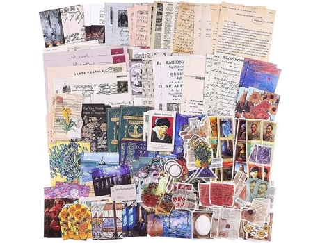 200pcs Adesivos De Scrapbooking Papel Vintage Adesivos Material De Scrapbooking Diy Decorativo Para Caderno Diário -d