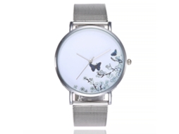 Relógio de pulso de quartzo simples com pulseira de liga metálica para homens e mulheres CCQ