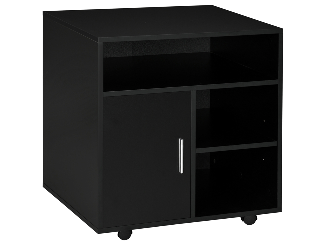 Armário De Escritório Melamina De Madeira Cor Preto 60x50x65,5 Cm Homcom