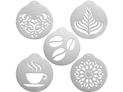 Conjunto De 5 Estênceis Para Café Em Aço Inoxidável, Cor Prata.