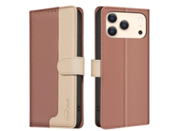 Capa De Couro Para Iphone 17 Pro Com Cores Combinando E Proteção Rfid Antirroubo.