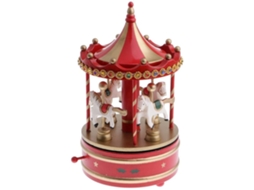 Carrossel Vintage com 4 Cavalos AQUAFORGE Caixa de Música Mecânica Brinquedo para Presente