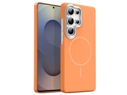 Capa Para Samsung Galaxy S25 Ultra 5g Fina Circular Magsafe À Prova De Choque Dourada Em Policarbonato Laranja