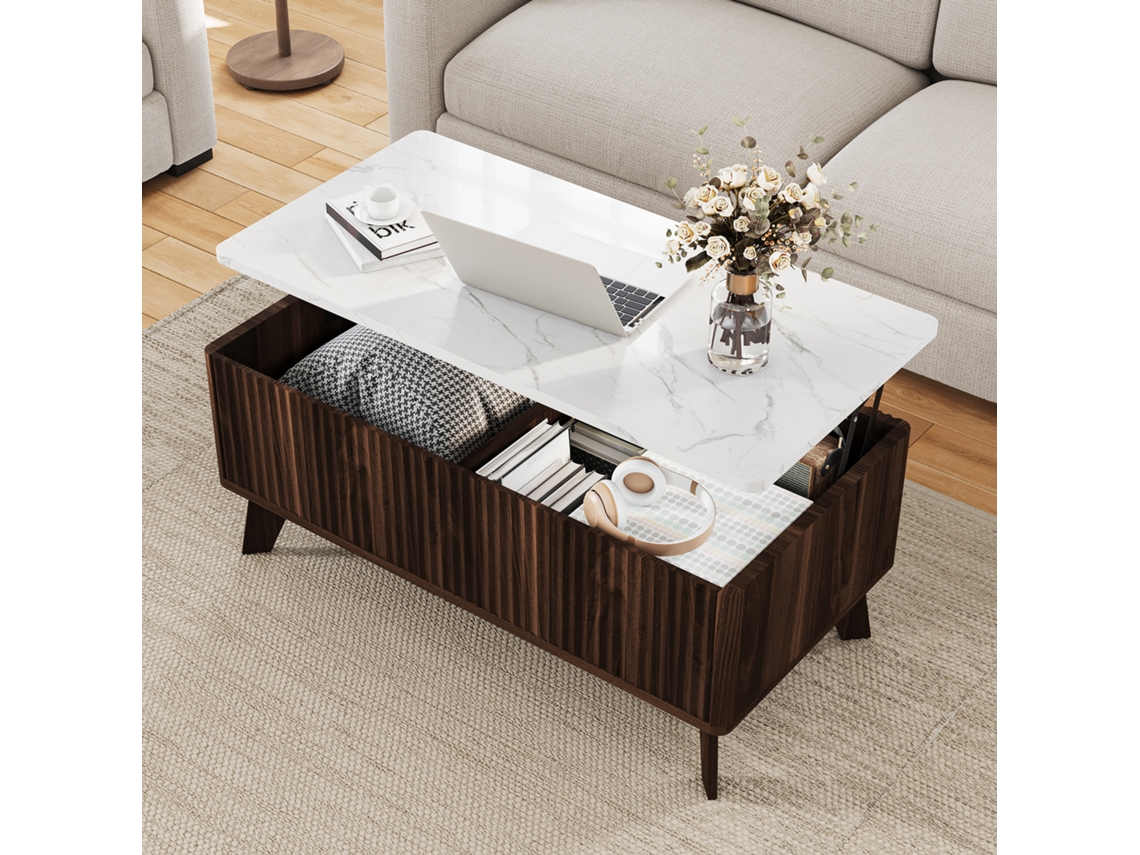 Mesa de café com prateleira, ajustável, 105x53x42cm ROSAHQNDA